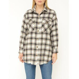 Emma’s Expressions Women's Brown Checkered Maternity Button Up Shirt Size XL